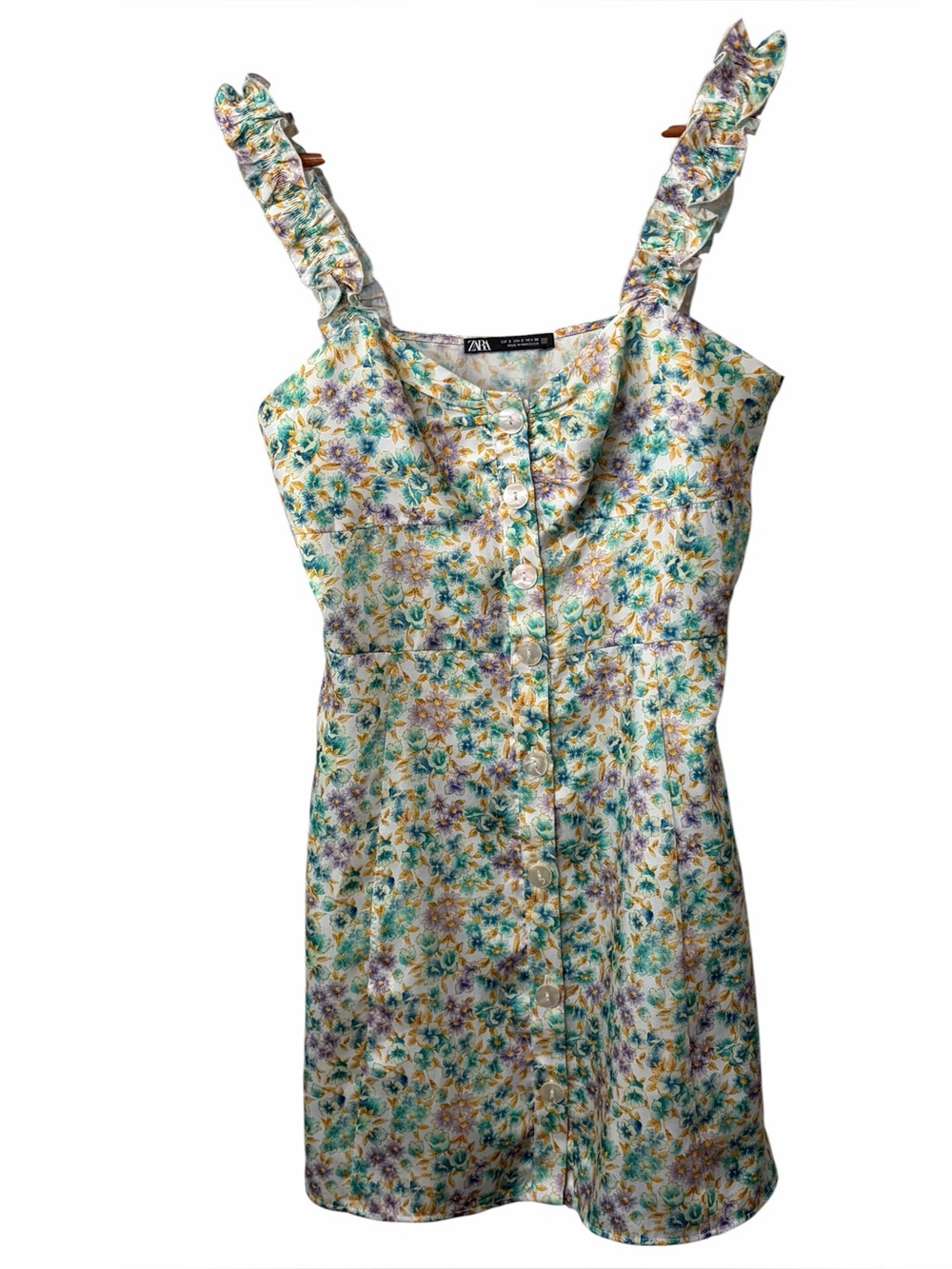 Zara Multicolor Floral Button-Front Mini Dress